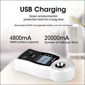 SNDWAY SW-593 Digital Refractometer Sugar Brix Meter Rechargeable Wine Beer Alcohol Drink Fruit Sugar Concentration Meter