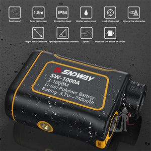 SNDWAY SW1000A Handheld Outdoor Waterproof Telescope Range Finder Distance Measurer, 1000m, 1000m