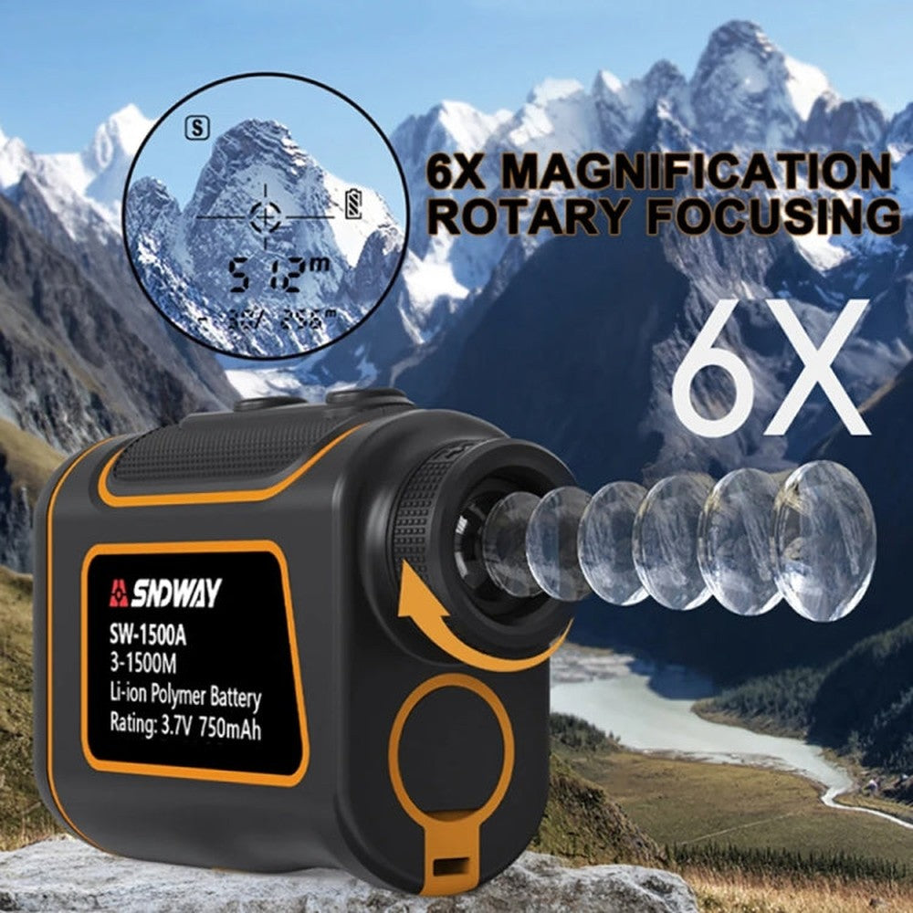 SNDWAY SW1500A Handheld Outdoor Waterproof Telescope Range Finder Distance Measurer, 1500m, 1500m