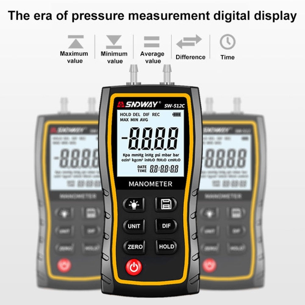 SNDWAY SW512 High Precision Digital Positive and Negative Differential Pressure Tester