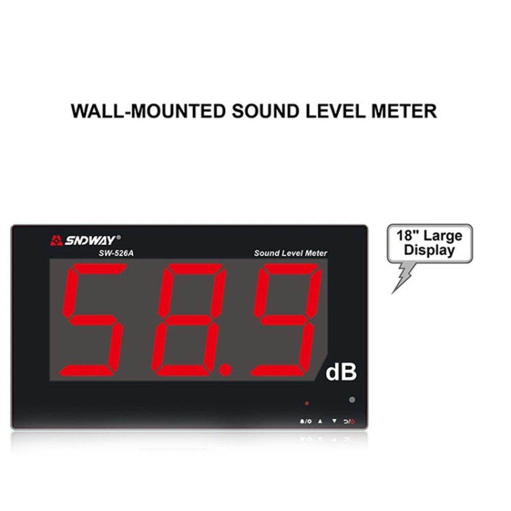 SNDWAY SW526A Wall-mounted DB Sound Level Meter Noise Tester with Large Screen 18-inch Display, SW526A