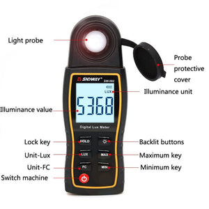 SNDWAY SW582 Handheld Digital Illuminance Meter High-Precision Digital Light Meter, SW582