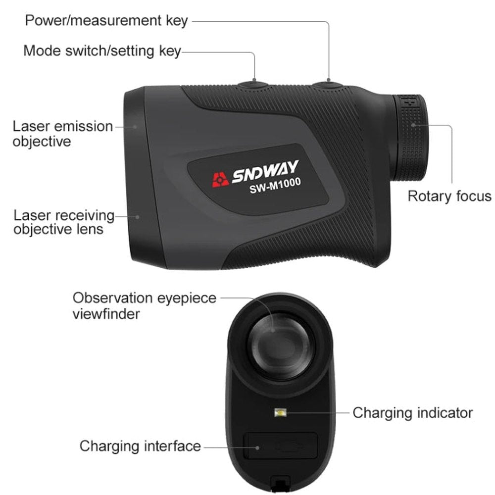 SNDWAY Telescope Golf Rangefinder Handheld Outdoor Altitude Angle Rangefinder, SW-M500 500m, SW-M700 700m, SW-M1000 1000m