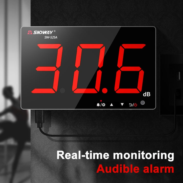 SNDWAY Wall-mounted 30~130dB Large Screen Digital Display Noise Decibel Monitoring Testers, SW525B with Storage + USB, SW526A 18 inch Display, SW525G with Storage + USB Green laboratorydeal