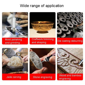 SNJ - 3681 Mini Engraving Pen Wireless Polishing Electric Grinder, Silver+Polishing Head+Cutting Blade+Engraving Template+Drill Bit+Corn Head, Rose Gold+Polishing Head+Cutting Blade+Engraving Template+Drill Bit+Corn Head - laboratorydeal