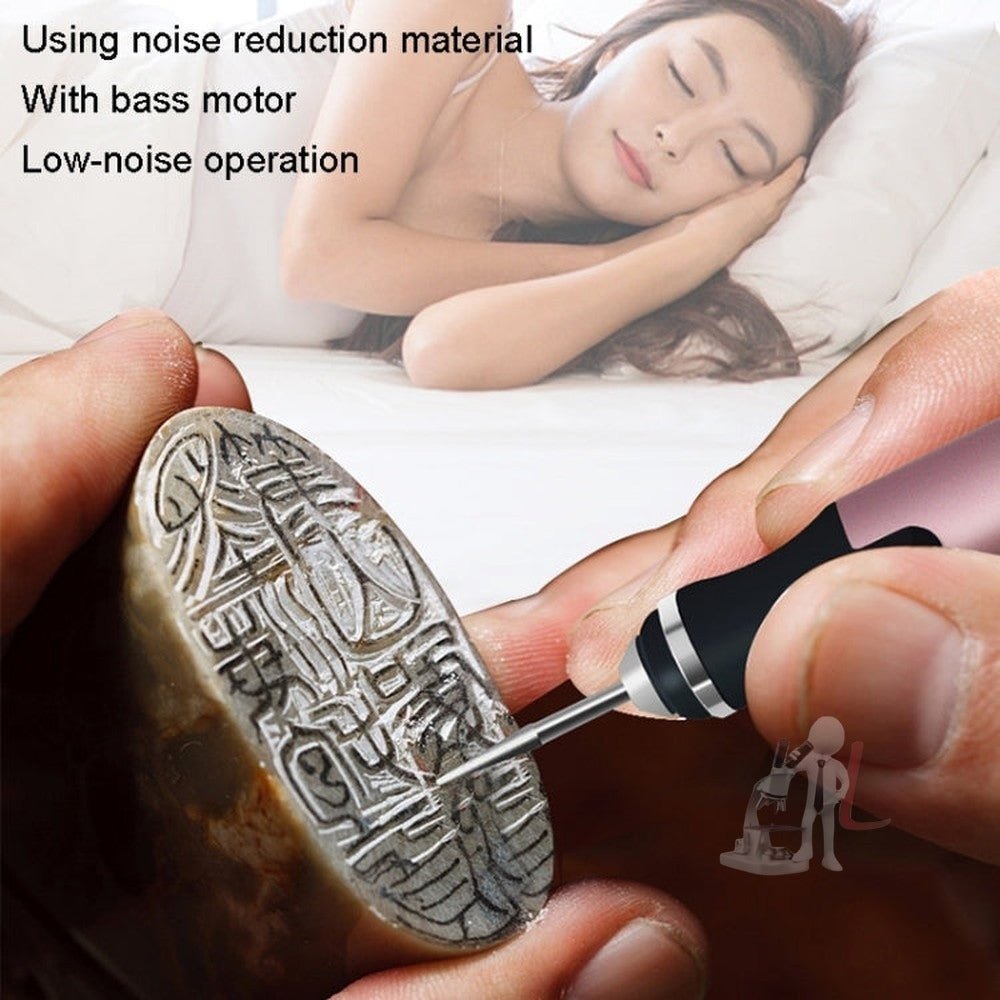 SNJ - 3681 Mini Engraving Pen Wireless Polishing Electric Grinder, Style:, Roae Gold+Grinding Head, Silver+Grinding Head, Rose Gold+Grinding Head+Cutting Blade+Carving Stencil, Silver+Grinding Head+Cutting Blade+Carving Stencil - laboratorydeal
