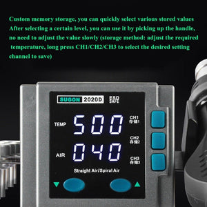 SUGON Hot Air Rework Station LED Display Temperature Adjustable Soldering Station With 5 Nozzles, EU Plug, 2020D - laboratorydeal
