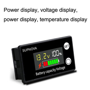 SUPNOVA LCD Color Screen DC Voltmeter Lithium Storage Battery Meter, Style:, Ordinary Type, Alarm + Temperature Type, Waterproof Type