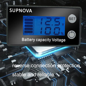 SUPNOVA LCD Two-wire Voltage and Electricity Meter DC Digital Display Voltmeter, Blue laboratorydeal