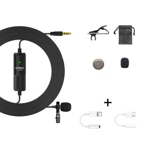 SYNCO S8 Lavalier Live Wired Microphone, Spec:, Black, Black + Type - C, Black + 8 Pin, Black + Type - C + 8 Pin - laboratorydeal