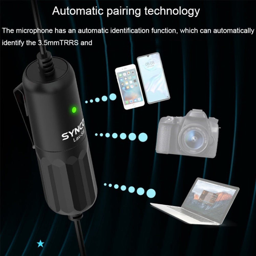 SYNCO S8 Lavalier Live Wired Microphone, Spec:, Black, Black + Type - C, Black + 8 Pin, Black + Type - C + 8 Pin - laboratorydeal