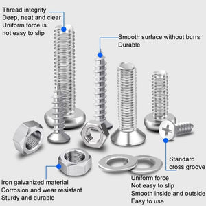 Screws Nuts Washers Self - Tapping Screws Set, Set B 18 Types 15 Cells, Set C 24 Types 24 Cells, Set D 24 Types 24 Cells, Set E 13 Types 10 Cells, Set F 11 Types 15 Cells, Set G 10 Types 10 Cells - laboratorydeal