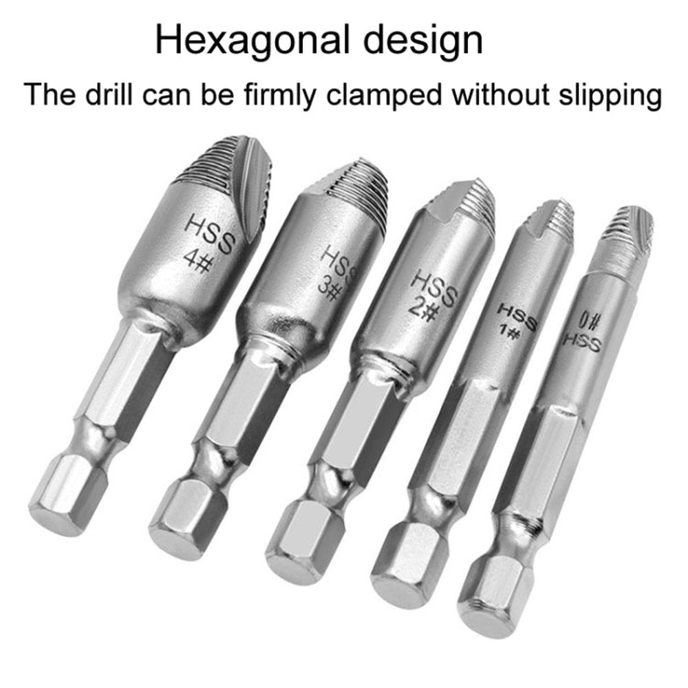 Slide Thread Broken Screw Extractor Broken Screw Removal Tool With Storage Box, 5pcs / Set - laboratorydeal