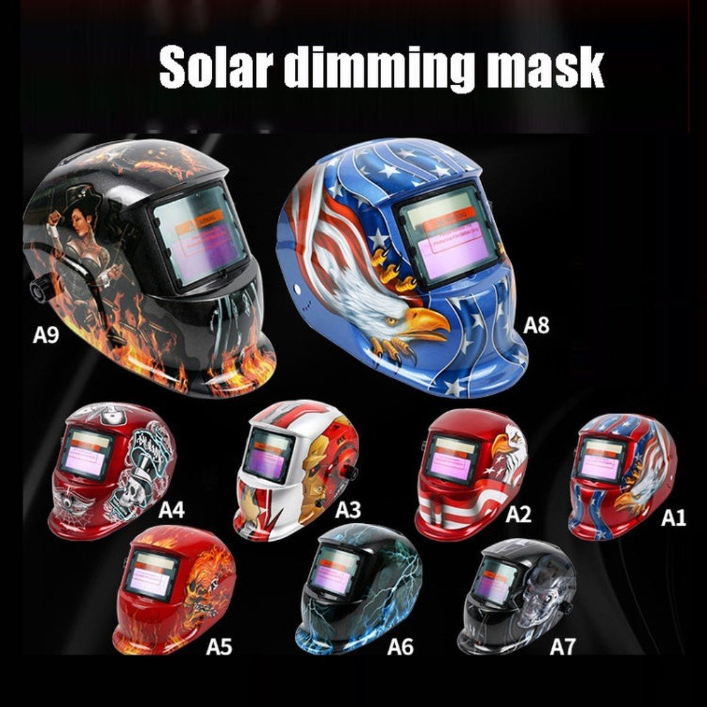 Solar Automatic Darkening Welding Mask Argon Arc Welding Helmet, Blue Eagle, Red Shaper, Lightning, Polish Eagle, Black Terminator, Red Pirate - laboratorydeal