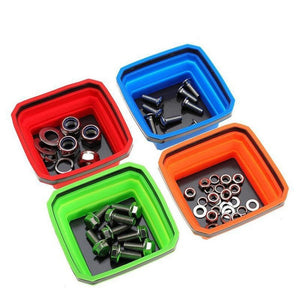 Square Silicone Foldable Magnetic Parts Tray For Small Parts And Tools, Green - laboratorydeal