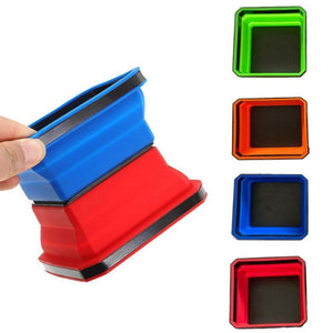 Square Silicone Foldable Magnetic Parts Tray For Small Parts And Tools, Green - laboratorydeal