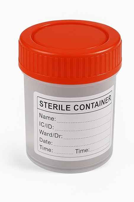 60ml Sterile Sample Collection Containers – Pack of 10 | Individually Pouch Packed, Leak-Proof, Disposable Plastic Containers for Urine, Stool & Lab Samples