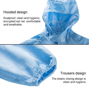 Striped Anti - static Split Hood Dust - proof Work Suit - laboratorydeal