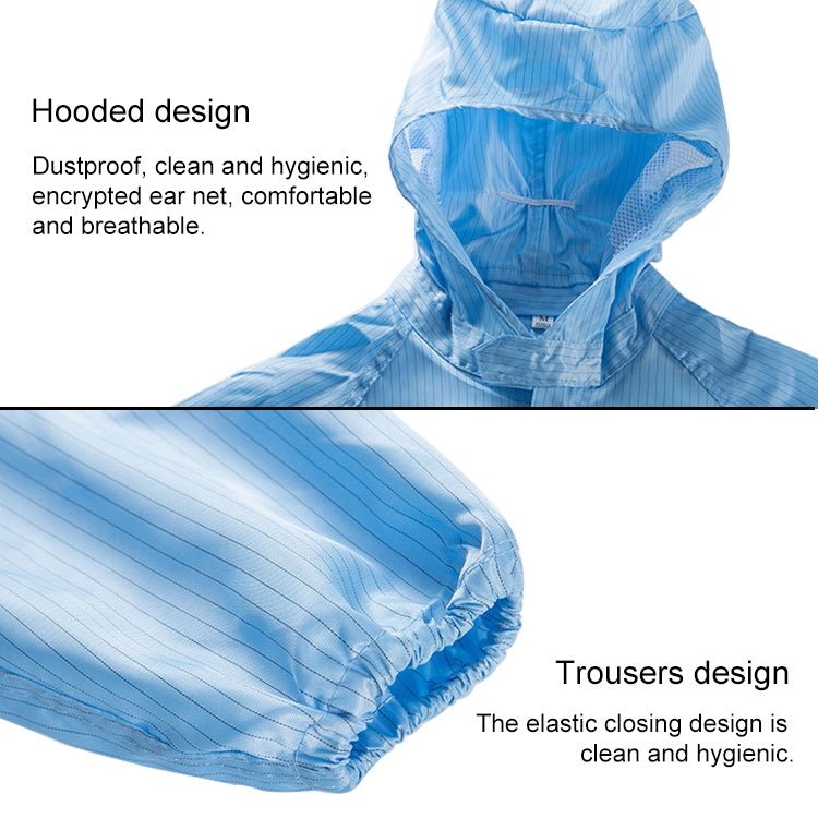 Striped Anti - static Split Hood Dust - proof Work Suit - laboratorydeal