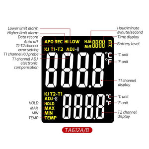 TASI Contact Temperature Meter K-Type Thermocouple Probe Thermometer, Style:, TA612A Single Channel, TA612B Dual Channels, TA612C 4 Channels