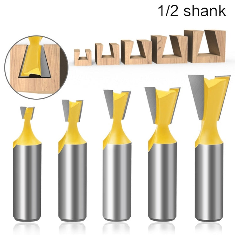 1/2 Handle Dovetail Cutter Wood Engraving Small Milling Cutter, Specification:, 1/2x5/8mm, 1/2x3/4mm, 1/2x1/4mm, 1/2x3/8mm, 1/2x1/2mm, 5 PCS/Set laboratorydeal
