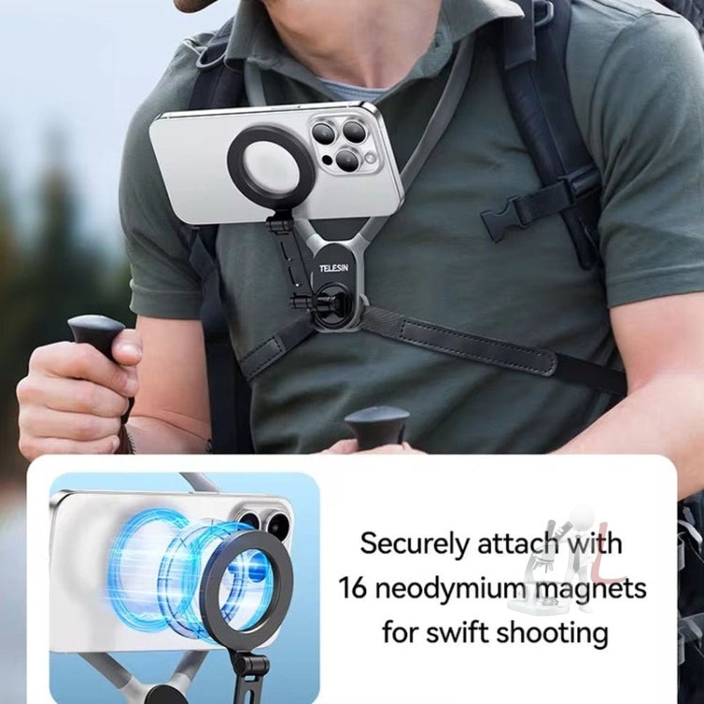 TELESIN MNM - 002 Magsafe Magnetic Suction Mobile Phone Hanging Neck POV Viewing Angle Lazy Stand - laboratorydeal