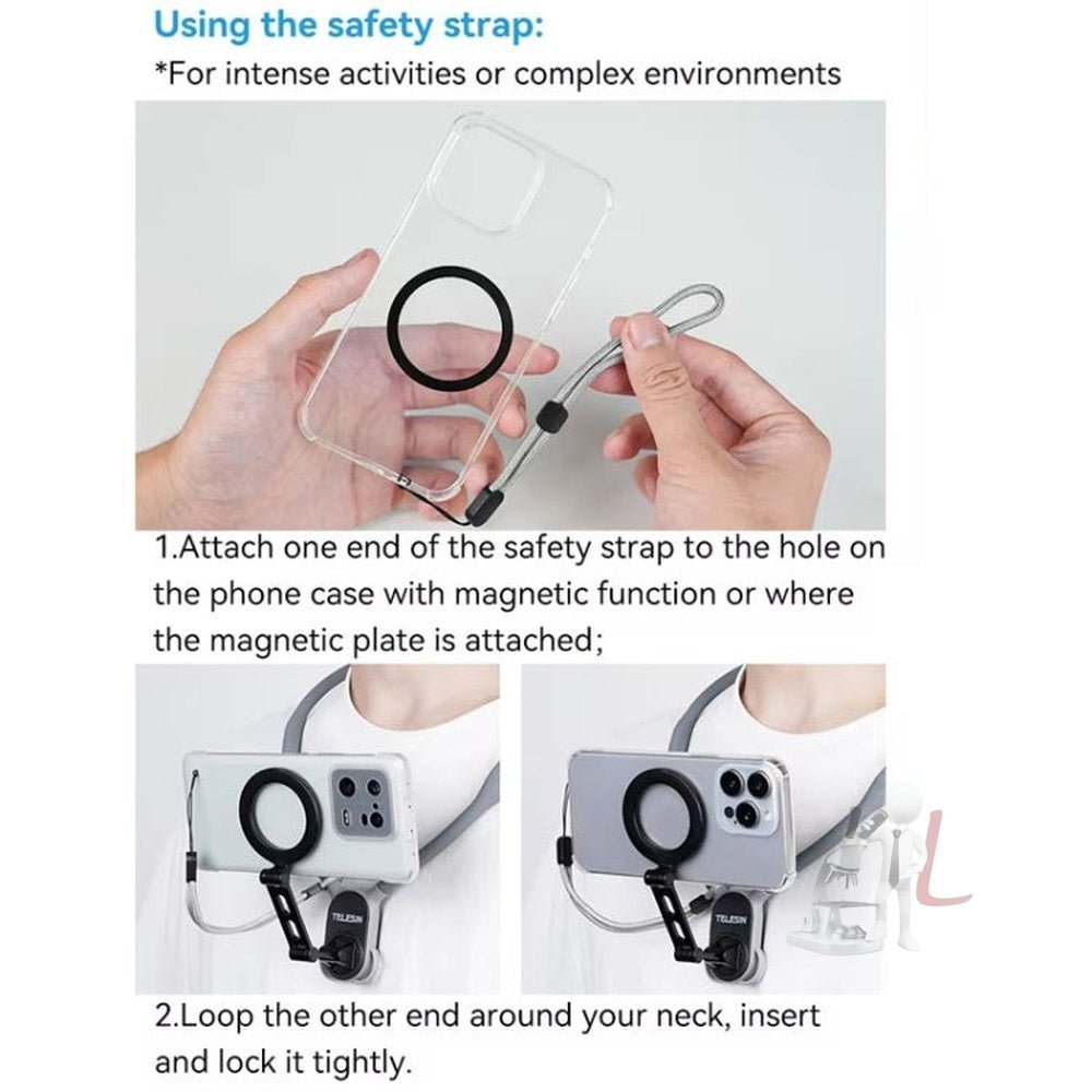 TELESIN MNM - 002 Magsafe Magnetic Suction Mobile Phone Hanging Neck POV Viewing Angle Lazy Stand - laboratorydeal