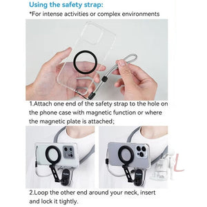 TELESIN MNM - 002 Magsafe Magnetic Suction Mobile Phone Hanging Neck POV Viewing Angle Lazy Stand - laboratorydeal