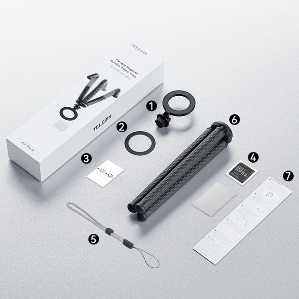 TELESIN P3 - FM - 02 Flexible Magnetic Suction Mobile Phone Tripod Magsafe Octopus Desktop Fixed Bracket - laboratorydeal