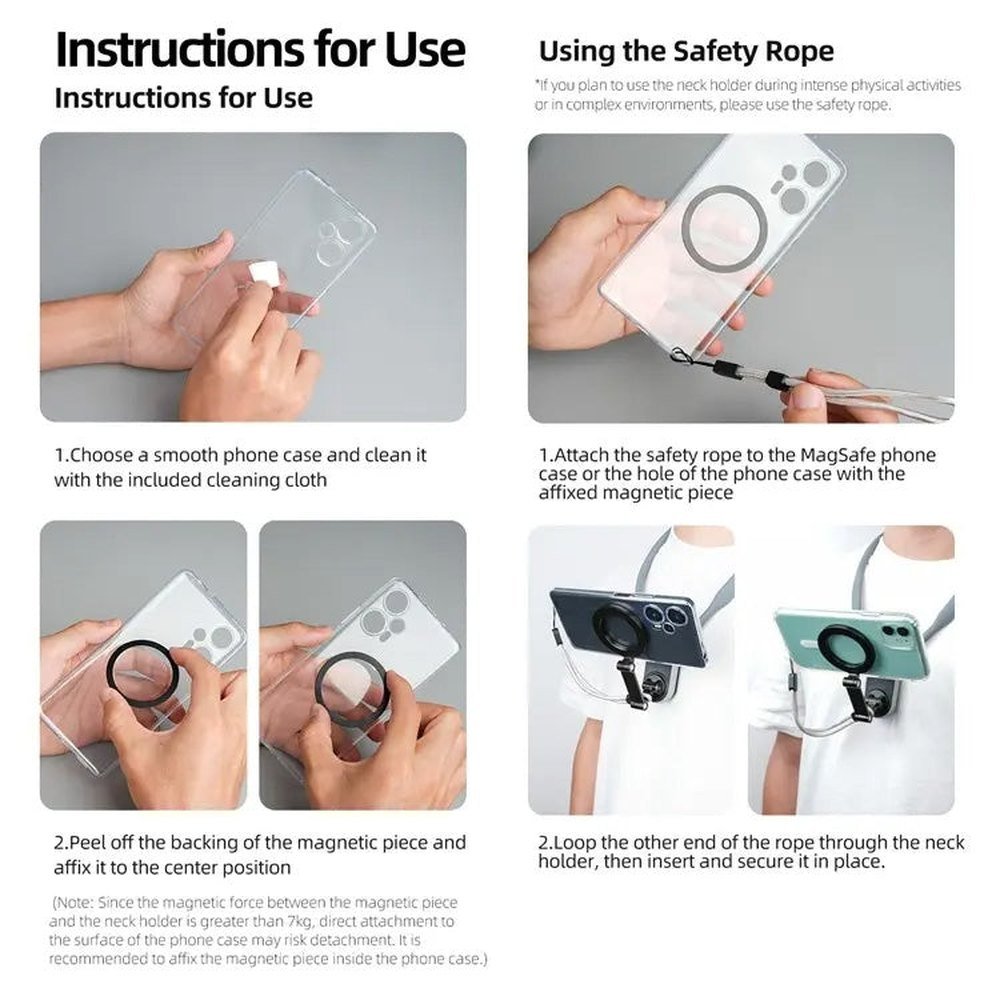 TELESIN Silicone Neck Mount Magnetic Selfie Stick Phone Neck Holder, MNM - 001 (Gray), MNM - 001 (Blue) - laboratorydeal