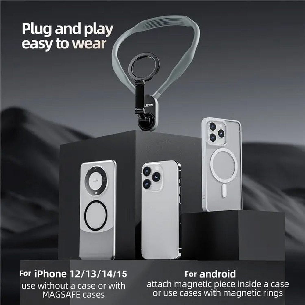 TELESIN Silicone Neck Mount Magnetic Selfie Stick Phone Neck Holder, MNM - 001 (Gray), MNM - 001 (Blue) - laboratorydeal