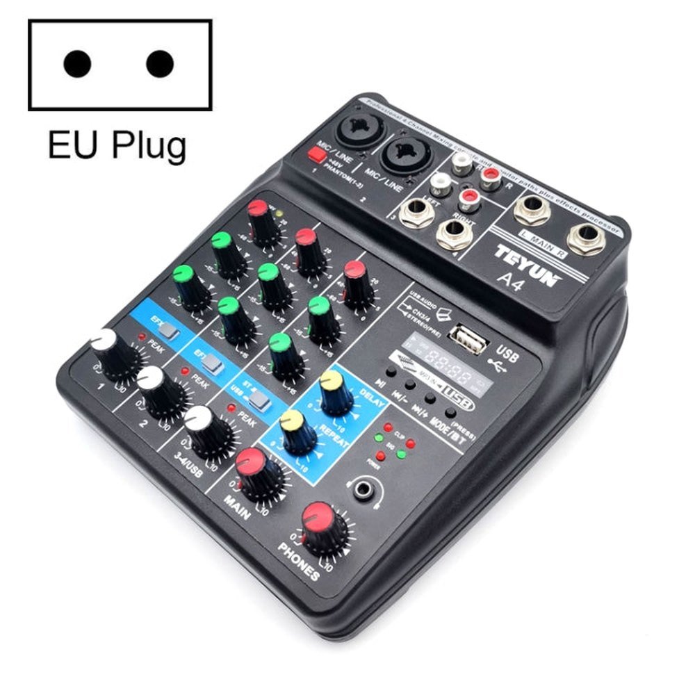 TEYUN A4 4 - way Small Microphone Digital Mixer Live Recording Effector - laboratorydeal