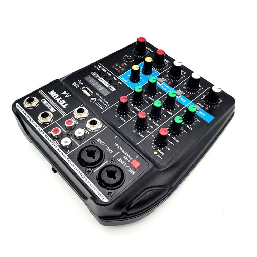 TEYUN A4 4 - way Small Microphone Digital Mixer Live Recording Effector - laboratorydeal