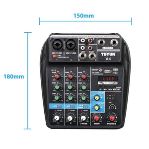 TEYUN A4 4 - way Small Microphone Digital Mixer Live Recording Effector - laboratorydeal