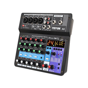 TEYUN NA6 6 - channel Small Mixing Console Mobile Phone Sound Card Live Broadcast Computer Recording Console Processor, EU Plug, NA6 EU Plug - laboratorydeal