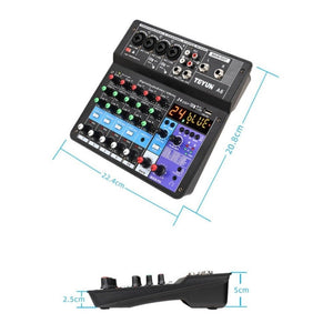 TEYUN NA6 6 - channel Small Mixing Console Mobile Phone Sound Card Live Broadcast Computer Recording Console Processor, EU Plug, NA6 EU Plug - laboratorydeal