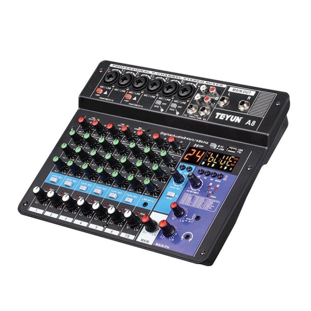 TEYUN NA8 8 - channel Small Mixing Console Mobile Phone Sound Card Live Broadcast Computer Recording Console Processor, EU Plug, NA8 EU Plug - laboratorydeal