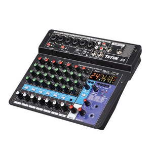 TEYUN NA8 8 - channel Small Mixing Console Mobile Phone Sound Card Live Broadcast Computer Recording Console Processor, EU Plug, NA8 EU Plug - laboratorydeal