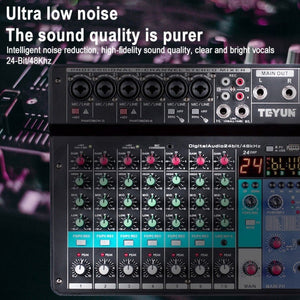 TEYUN NA8 8 - channel Small Mixing Console Mobile Phone Sound Card Live Broadcast Computer Recording Console Processor, EU Plug, NA8 EU Plug - laboratorydeal