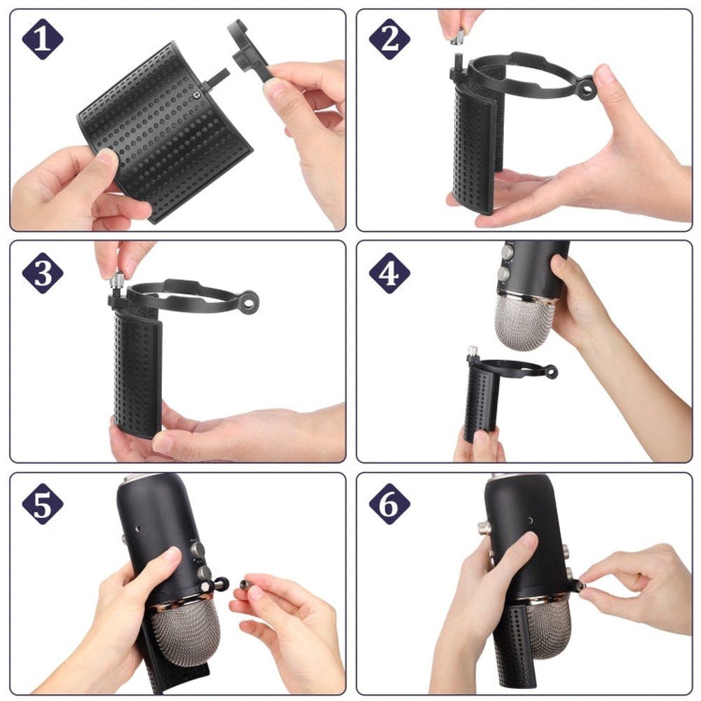 TEYUN PS - 4x3 Condenser Microphone U - shaped Blowout Cover Desktop Bracket Audio Accessory Clip - laboratorydeal