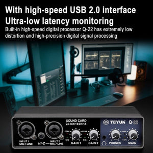 TEYUN Q - 22 USB Computer Free Srive Microphone External Sound Card - laboratorydeal