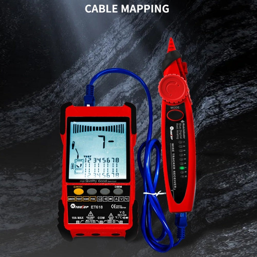 TOOLTOP 600m/1968ft Network Cable Length 2 in 1 Network Cable Finder Multimeter, ET618PRO