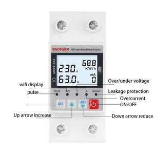 TUYA APP WiFi Smart Circuit Breaker Over Under Voltage Protector, SINOTIMER SVP-688W-L, SINOTIMER SVP-688W