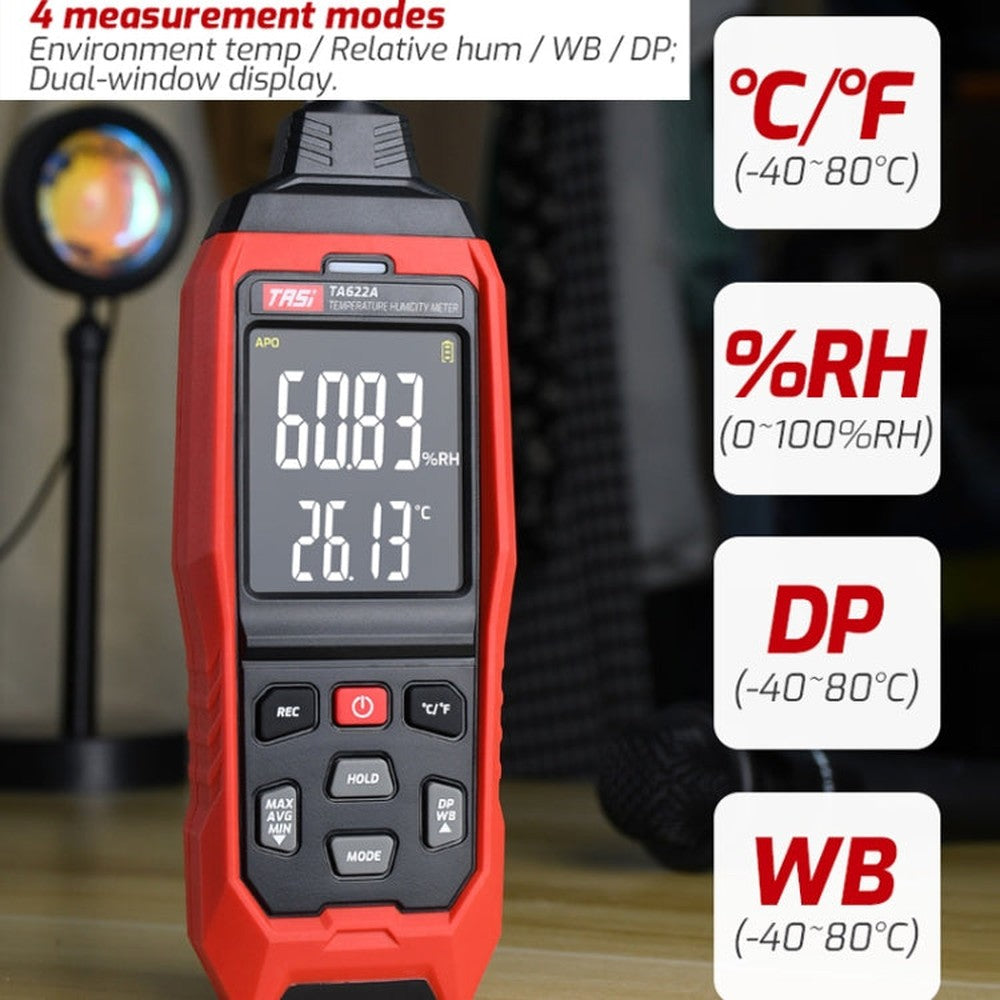 Temperature Humidity Meter Digital Dew Point Thermometer, TASI TA622A, TASI TA622B USB Computer Connection