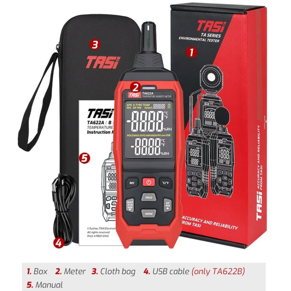 Temperature Humidity Meter Digital Dew Point Thermometer, TASI TA622A, TASI TA622B USB Computer Connection