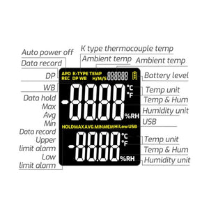 Temperature Humidity Meter Digital Dew Point Thermometer, TASI TA622A, TASI TA622B USB Computer Connection