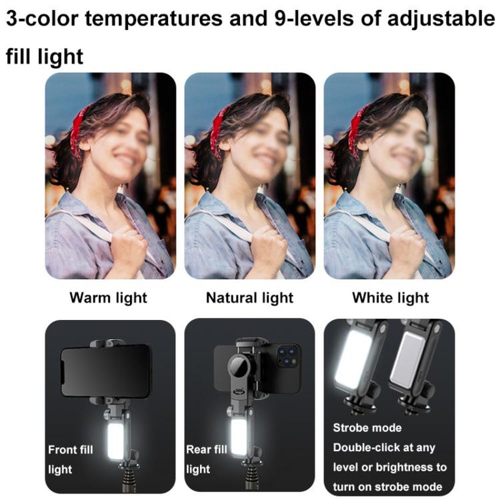 TokQi Q18 Desktop Wireless Remote Control Handheld Gimbal Stabilizer Fill Light Selfie Stick Tripod - laboratorydeal