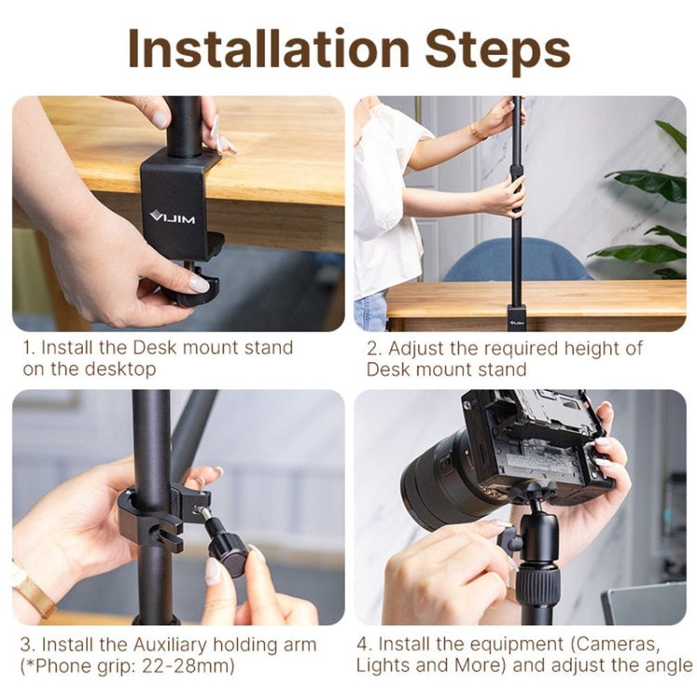 Vijim LS02 Live Desktop Extension Arm Light Stand For Ring Light DSLR Camera, Vijim LS02 - laboratorydeal