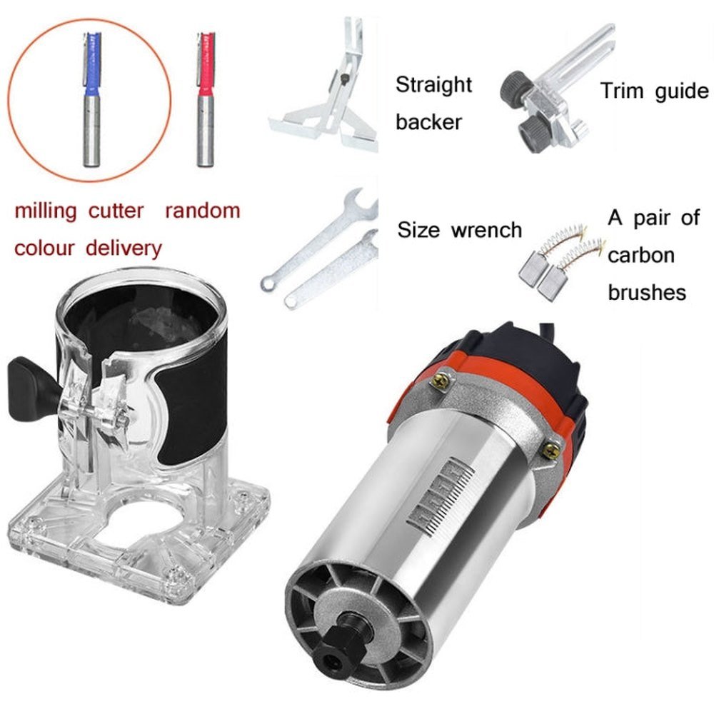 Woodworking Trimming Machine Multifunctional Electric Wood Milling Slotting Machine Engraving Tools EU Plug, 600W Plastic Body, 720W Aluminum Body - laboratorydeal