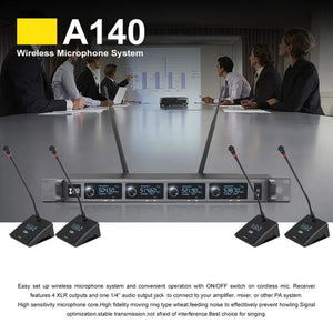 XTUGA A140 - C Wireless Microphone System 4 - Channel UHF Four Conference Mics, A140 - C - laboratorydeal